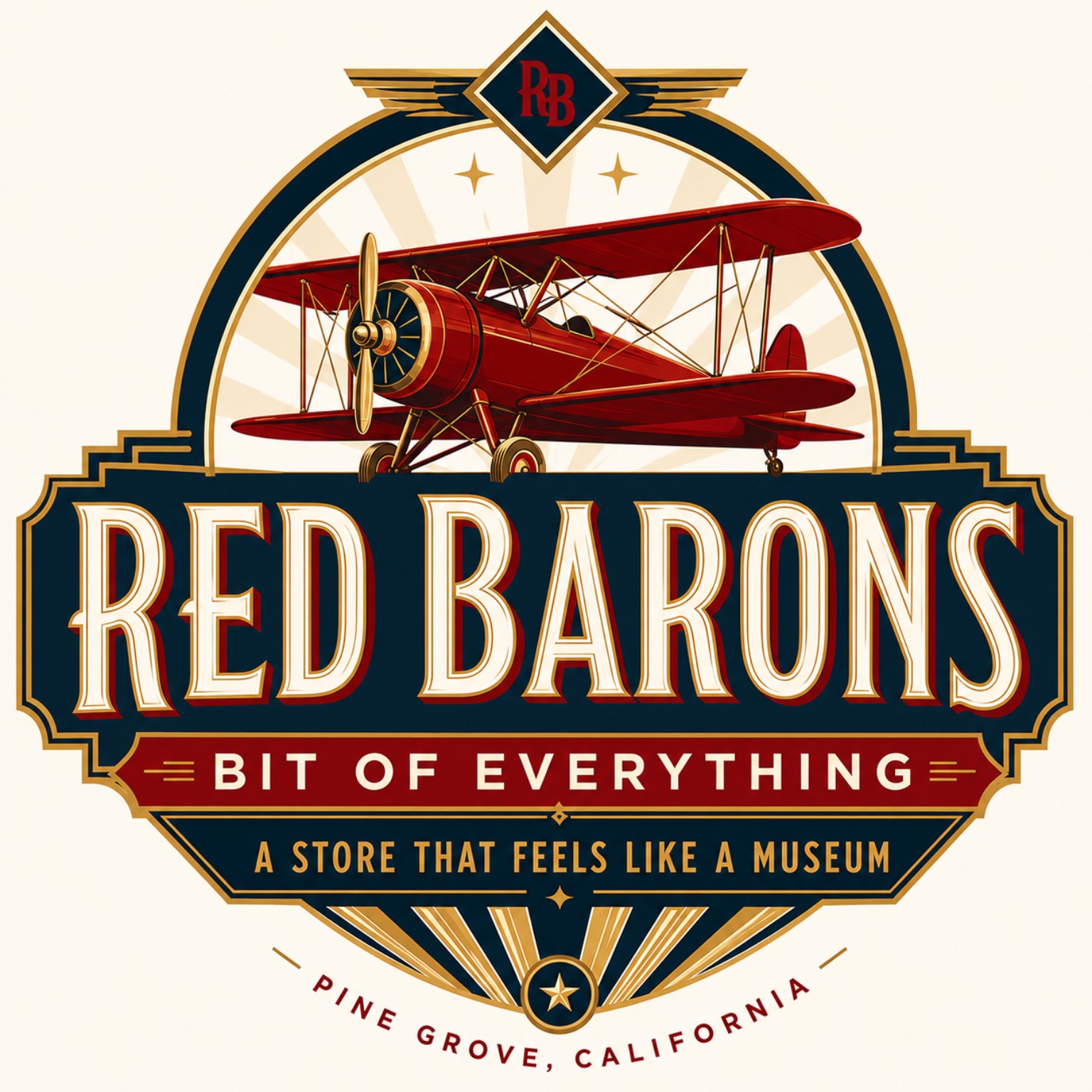 Red Barons Bit of Everything logo featuring a vintage red biplane